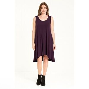 Eileen Fisher Sleeveless Jersey High Low Hem Midi Dress Purple Size L